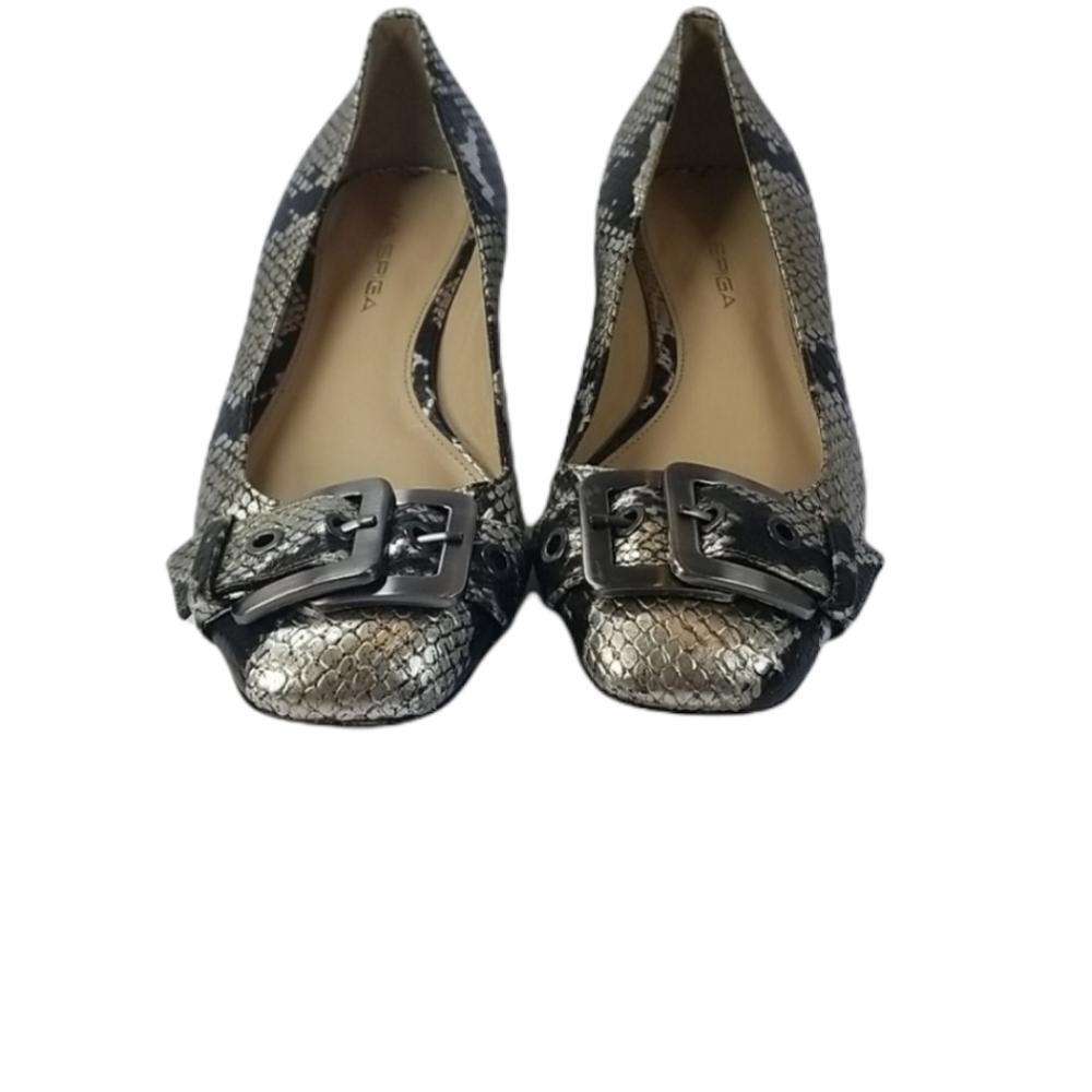Via Spiga Metallic Snake Buckle Flats 6M